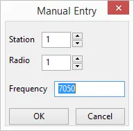Manual frequency entry dialog