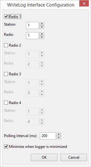 WriteLog configuration dialog