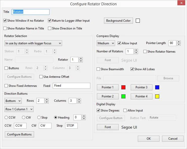 Rotator Direction configuration dialog